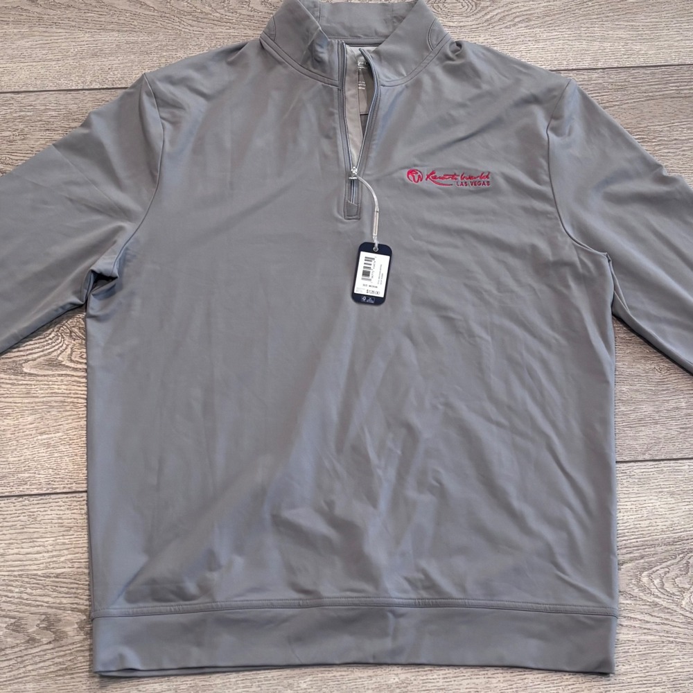 Johnnie-O Motion Sweater Mens Medium Grey Resorts World Vegas Golf‎ Casual New